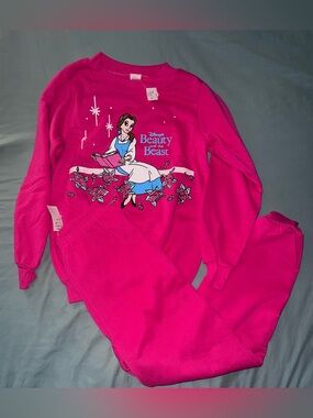 Vintage Disney Beauty And The Beast, Girls Sz 14 Sweatshirt & Sweatpants Set NWT